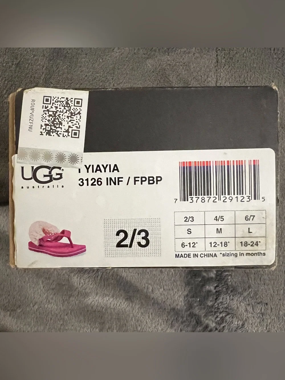 Ugg Australia Yia Yia Sheepskin Back Infant Sandals Size 2/3 Small 6-12 Months